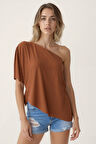 Tek Omuz Kayık Yaka Modal Bluz