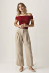 Pens Detaylı Pileli Palazzo Pantolon