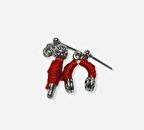 Mikrofon Kulaklık Küpe Kırmızı 