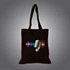 Herşey Nota Mikrofon Renkli Bez Çanta