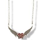 Kartal Kanatlı Gotik Kırmızı Kalp Kolye 