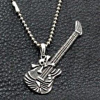 Gitar Kuru Kafa Kolye 925 Ayar Gümüş Kaplama