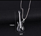 Siyah Gitar Paslanmaz Çelik Kolye