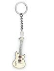 Beyaz Gitar Metal Anahtarlık 