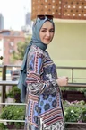 Modi A Pileli Desenli Elbise KİREMİT