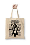 The Peaky Blinders Beyaz Bez Çanta Uzun Saplı Alışveriş Çantası Plaj Çantası