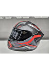 MTS Kask Mts Pro 801 Twılgh Güneş Gözlüklü Mat Gri/kırmızı