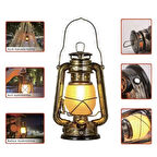 TORİMA LW-41 Ahşap Nostaljik Kamp Lambası Acil Durum Işığı Şarjlı Led Gaz Lambası