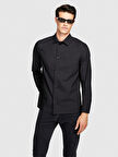 Liyosel Karışımlı Oversize Gömlek Erkek Siyah Gömlek - 323A5T3RSQ02P