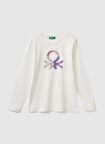 Benetton Baskılı Beyaz Kız Çocuk T-Shirt 3I9WC10JR 074