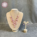 Uretti - Tuğba 9352 0371 El Yapımı Pembe İnci Boncuklu Takı Seti