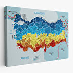 Harita Sepeti Türkiye Haritası Kanvas Tablo İl ve İlçeli Ayrıntılı Eğitici Komşulu Tablo 2998