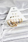 Dodes Dodes Gold Renk 6 Çiftli Pirinç Kadın Küpe Seti TG27BKP11323