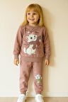 PJK2İ Marie Desenli 2 İp %100 Pamuk Kız Çocuk Eşofman Takımı 3-10 Yaş 8120
