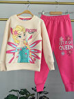 PJK2İ Frouzen Elsa Desenli 2 İp %100 Pamuk Kız Çocuk Eşofman Takımı 3-10 Yaş 8164