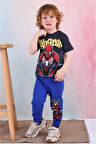 PJKKE Örümcek Adam Desenli Mavi Eşofmanlı Erkek Çocuk Kısa Kol Takım 3-10 Yaş 7438-M