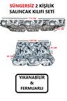 Süngersiz Salıncak Minder Seti Tenteli Salıncak Kumaş Seti 2 Kişilik Süngersiz Saat Desenli