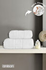 2'li Beyaz Hotel Havlu Seti %100 Pamuk - 1 Adet El Havlusu 50x90 ve 1 Adet Banyo Havlusu 70x140