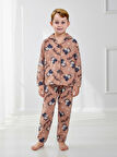 PJKÖ Labubu Desenli Uzun Kollu Önden Düğmeli Erkek Çocuk Pijama Takımı 4-12 Yaş 511U