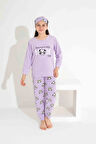 TARP Lila Ayıcıklı Polar Kız Çocuk Pijama Takımı 4-15 Yaş 2713-2714-2715-L