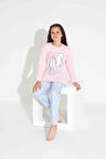 TARP Pembe Mavili Frouzenli İnterlok Kız Çocuk Pijama Takımı 3-11 Yaş 2729-2730-PM