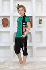 KAPİP Yeşil Basketball Baskılı Kısa Kollu Kaprili Erkek Çocuk Pijama Takımı 11-15 Yaş 5104-Y