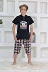 KAPİP Lacivert Newyork Baskılı Kısa Kollu Kaprili Erkek Çocuk Pijama Takımı 11-15 Yaş 5106-L