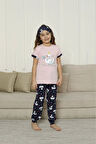 KAPİP Pembe Kuğu Baskılı Kısa Kollu Kız Çocuk Pijama Takımı 11-15 Yaş 8052-P