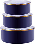 Karaca Piraye Emaye 3'lü Saklama Kabı Lacivert