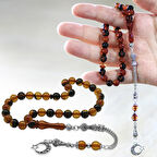 Kararmaz Metal Ayyıldız Püsküllü Küre Kesim Sarı-Siyah Ateş Kehribar Tesbih