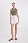DeFacto Regular Fit Normal Bel Düz Paça Krinkıl Viskon Şort A3532AX24HSWT79