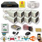 8 Kamerali Set - Araç İnsan Yüz Hareket Algılayan 24 Smd Led 5MP Sony Lensli 1080P Metal Kasa Güvenlik Kamerasi Seti 6224