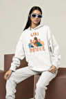 Girl Power Baskılı Unisex Oversize Hoodie