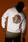 Tasarım Aslan Baskılı Unisex Oversize Lion Hoodie