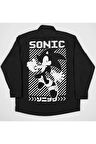 Sonic Baskılı Unisex Çizgi Film Cepli Gömlek