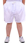 Mode XL Büyük Beden Erkek Deniz Şortu WHITE LINE 21451 Beyaz