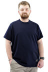 Mode XL Büyük Beden Erkek T-Shirt Basic Likralı Bisiklet Yaka Tişört STAY U24071 Lacivert