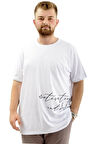 Mode XL Battal Beden Erkek Pamuklu T-Shirt Yumuşak Dokulu Baskılı BELIEF U24085 Beyaz