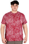 Mode XL Büyük Beden Erkek T-Shirt Bisiklet Yaka Aşındırma Baskı U20037 Bordo