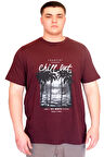 Mode XL Büyük Beden Erkek T-Shirt Bisiklet Yaka CHILL OUT Baskılı U25008 Mürüdm