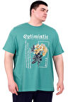 Mode XL Büyük Beden Erkek T-Shirt Bisiklet Yaka OPTIMISTIC U25028 Çağla