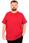 Mode XL Büyük Beden Erkek T-Shirt Bisiklet Yaka Basic U25162 Bordo