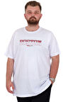 Mode XL Büyük Beden Erkek T-Shirt Bisiklet Yaka BOSTON U25037 Beyaz