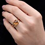 14 Ayar Altın Renkli Taşlı Yüzük