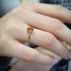 14 Ayar Altın Sitrin Taşlı Yüzük