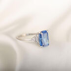 14k Altın Mavi Radyant Yüzük