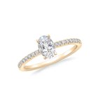Rose Altın Oval Tektaş Yüzük 14k