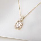 Baget Taşlı Kolye 14 Ayar Altın