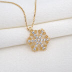 14 Ayar Altın Kar Tanesi Kolye Taş Detaylı