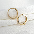 Orta Boy Altın Halka Küpe 18 mm Çap 14 Ayar Altın